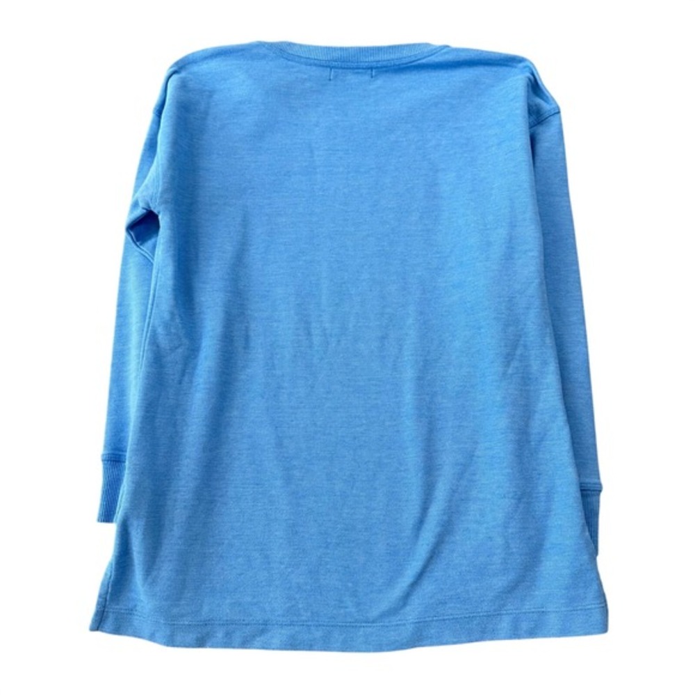 Lauren Ralph Lauren Blue Pique Knit Long Sleeve Crewneck Top LRL Monogram Preppy - Picture 10 of 10